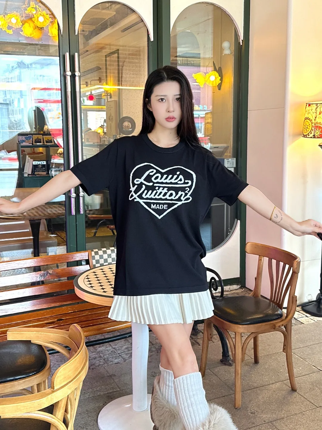 Louis Vuitton/Louis Vuitton love jacquard knitted short sleeves